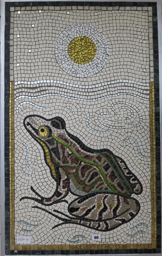 A mosaic frog panel 95 x 59cm.